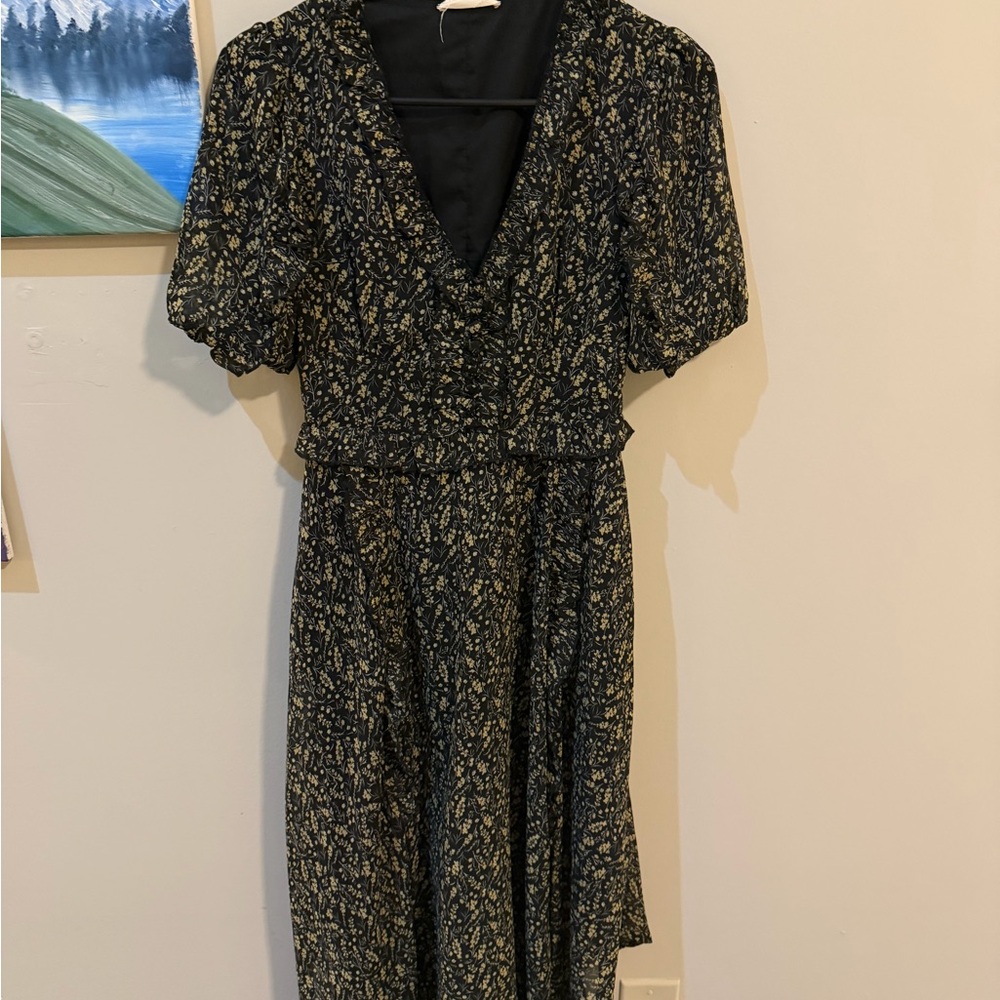 Elegant Black Floral Dress from Melloday